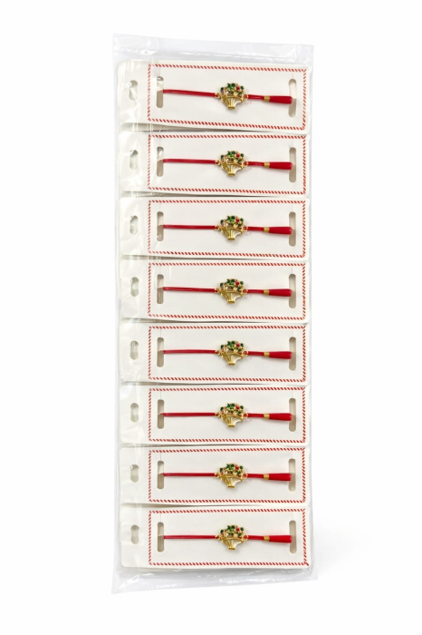 Set 24 bratari martisor 12x3 cm snur rosu cu charm cos festiv, cadou primavara [4]