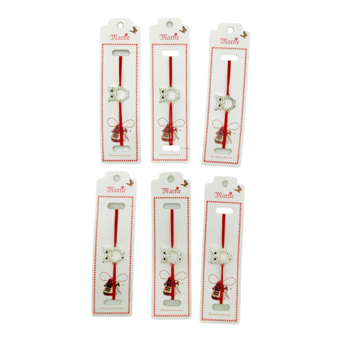 Set 24 de Bratari Martisor, Bufnita Inteleapta, snur rosu elastic, model 2025,   [3]