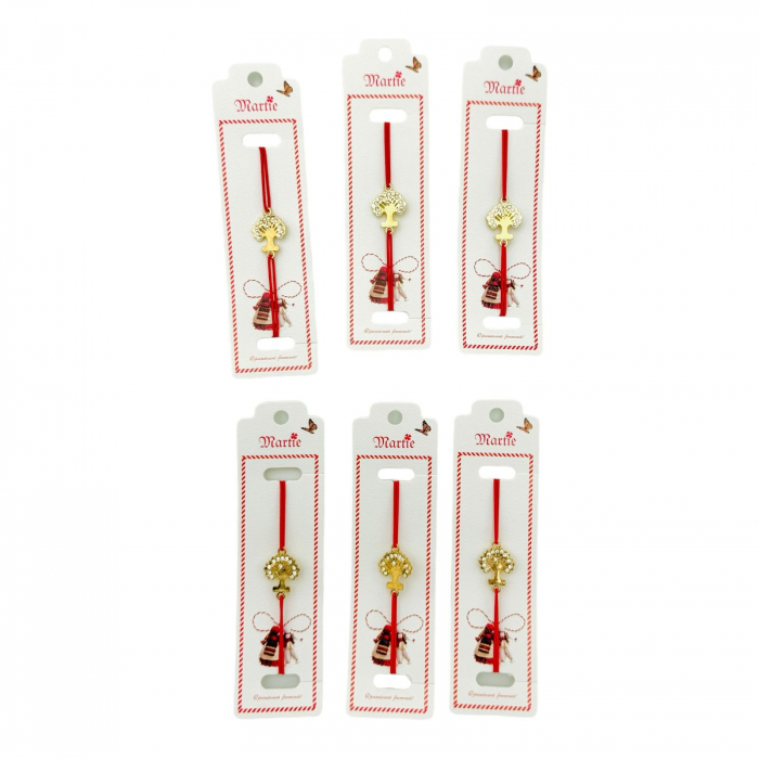 Set 24 de Bratari Martisor, Copacul Vietii, snur rosu elastic, model 2025,   [3]