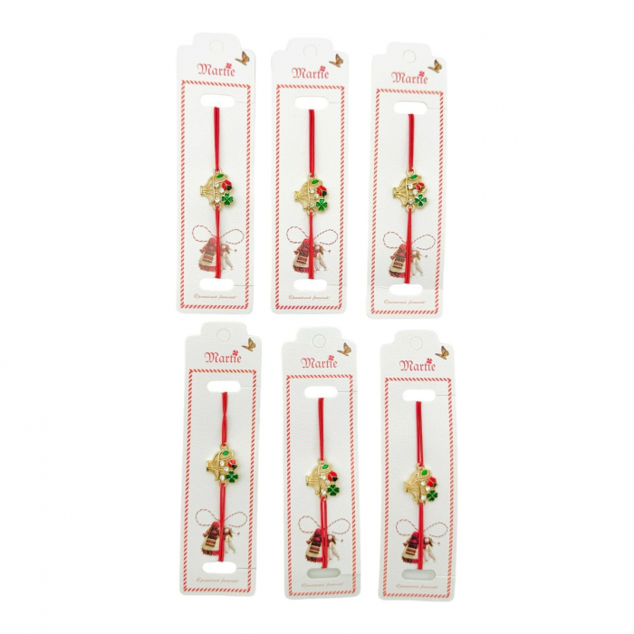 Set 24 de Bratari Martisor, Cosulet cu Flori, snur rosu elastic, model 2025,   [3]