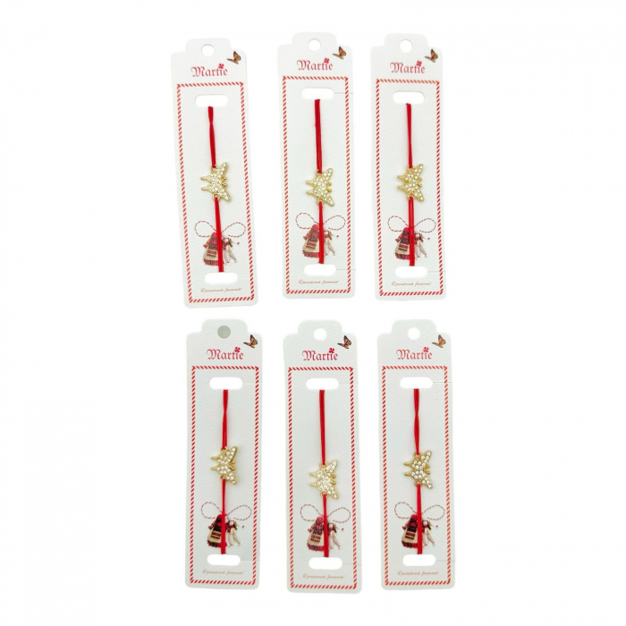 Set 24 de Bratari Martisor, Fluturas Gingas, snur rosu elastic, model 2025,   [3]