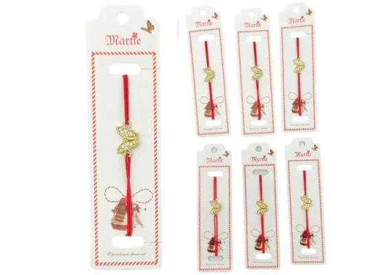 Set 24 de Bratari Martisor, Fluture Dragalas, snur rosu elastic, model 2025,   [1]