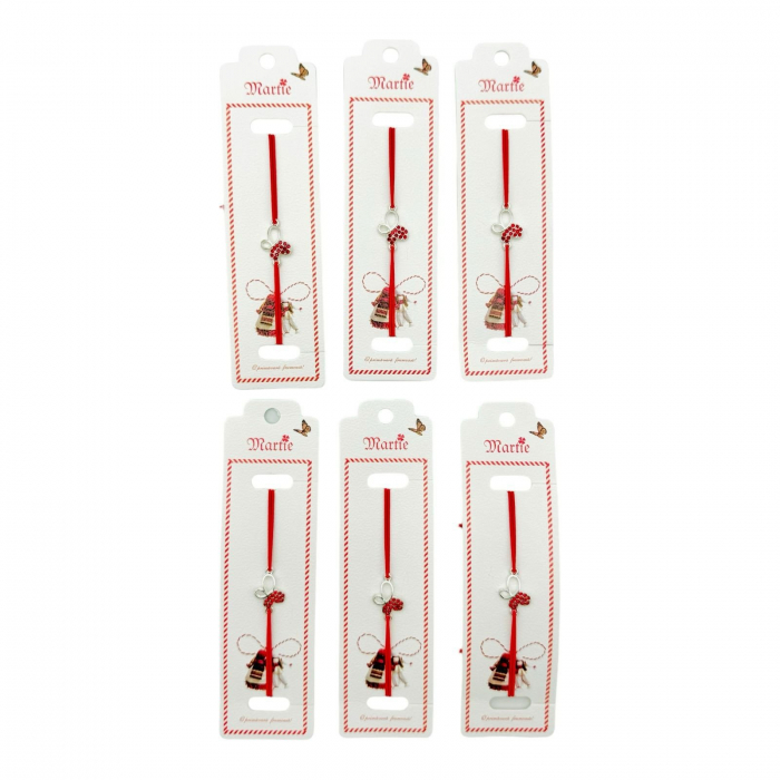 Set 24 de Bratari Martisor, Fluture Gingas, snur rosu elastic, model 2025,   [3]