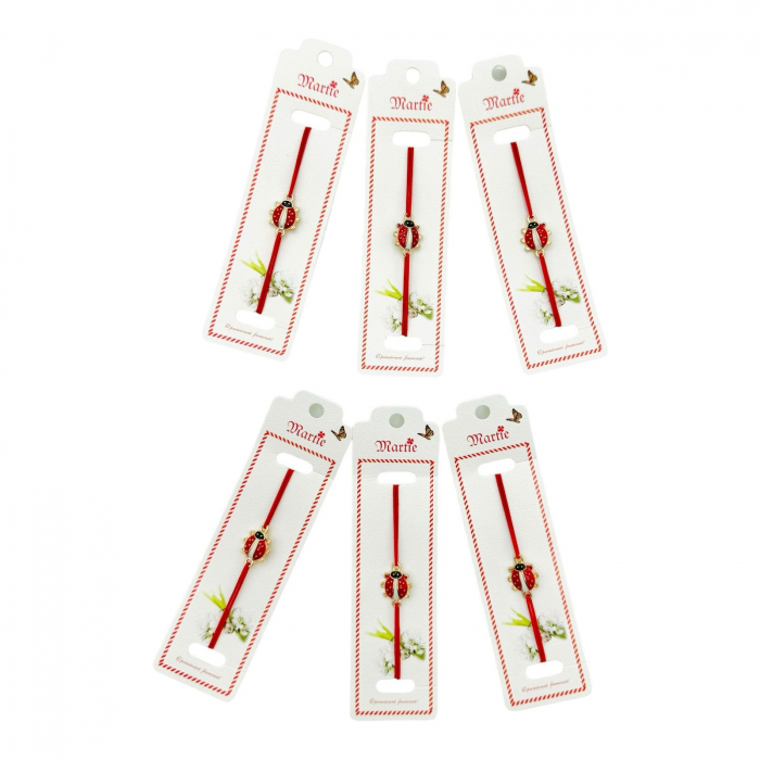 Set 24 de Bratari Martisor, Gargarita Norocoasa, snur rosu elastic, model 2025,   [3]