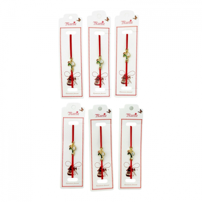 Set 24 de Bratari Martisor, Ghiocel Gingas, snur rosu elastic, model 2025,   [3]