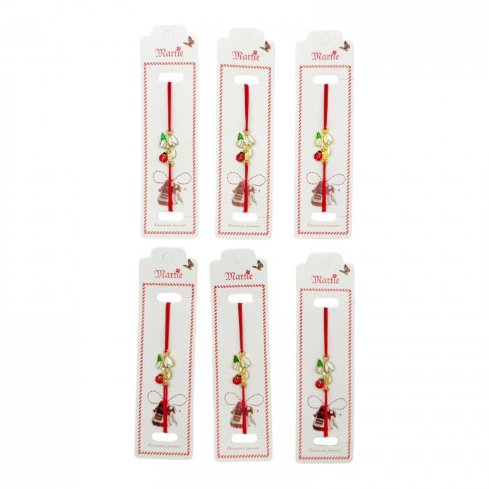 Set 24 de Bratari Martisor, Ghiocel Norocos, snur rosu elastic, model 2025,   [3]