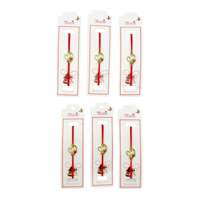 Set 24 de Bratari Martisor, Ghiocel Norocos, snur rosu elastic, model 2025,   [3]