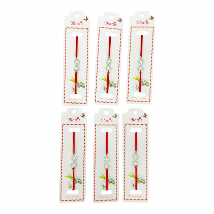Set 24 de Bratari Martisor, Infinity Love, snur rosu elastic, model 2025,   [3]