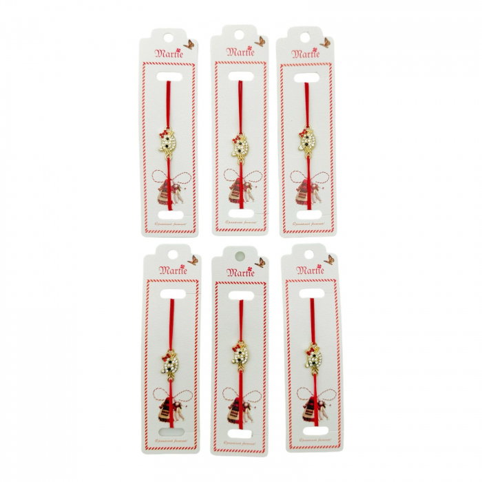 Set 24 de Bratari Martisor, Pisicuta Simpatica, snur rosu elastic, model 2025,   [3]