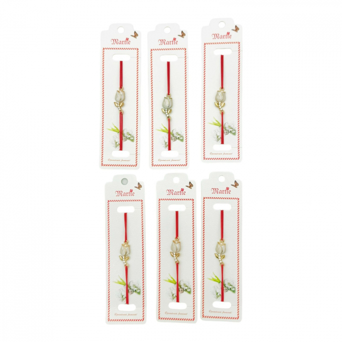 Set 24 de Bratari Martisor, Pure Flower, snur rosu elastic, model 2025,   [3]