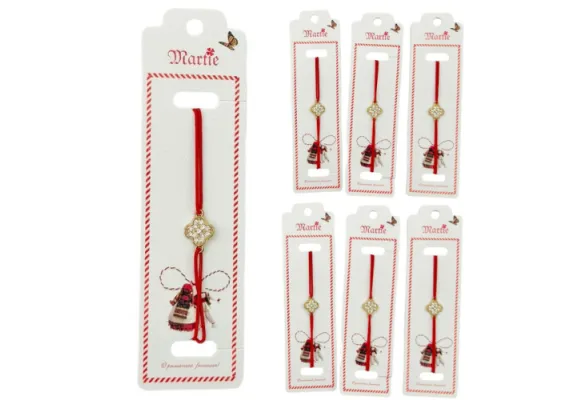 Set 24 de Bratari Martisor, Talisman Norocos, snur rosu elastic, model 2025,   [1]