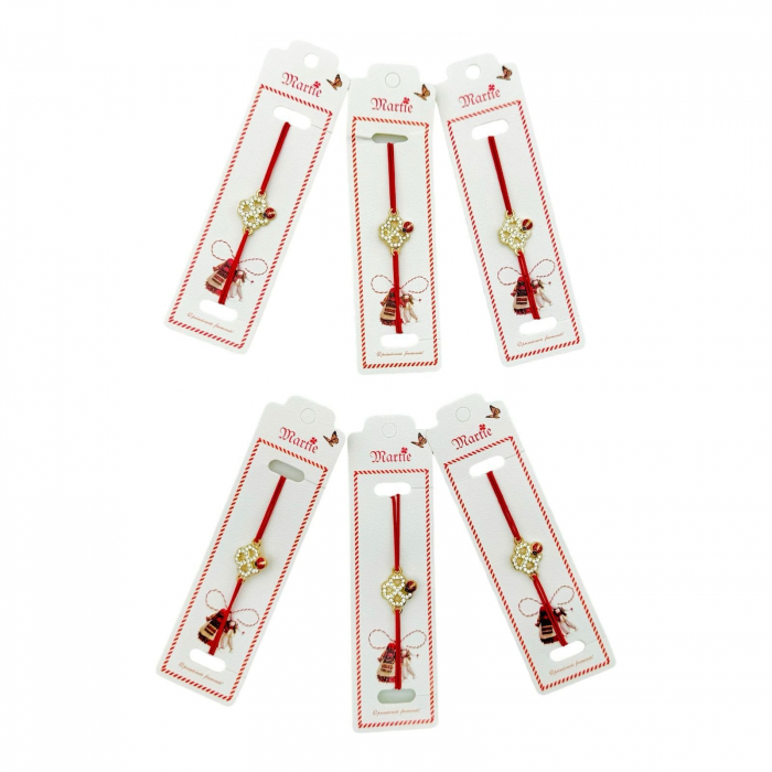 Set 24 de Bratari Martisor, Trifoi Norocos, snur rosu elastic, model 2025,   [3]