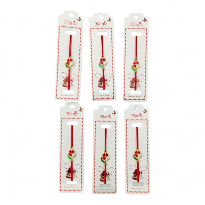 Set 24 de Bratari Martisor, Trifoi Norocos, snur rosu elastic, model 2025,   [3]