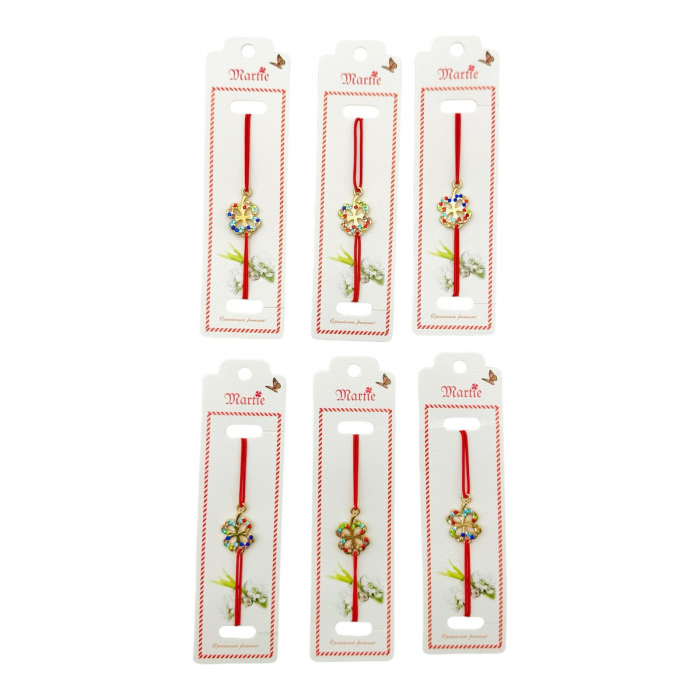 Set 24 de Bratari Martisor, Trifoi Norocos, snur rosu elastic, model 2025,   [3]