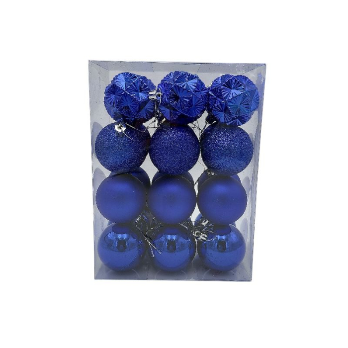 Set 24 globuri de Craciun pentru brad – 23x17.5x11.5cm, nuanta albastru regal, finisaj mat/lucios/sclipici [1]