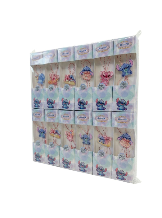 Set 24 Martisoare Cauciuc pentru copii, 13x4 cm, personaj animat Stich, Albastru / Roz [2]