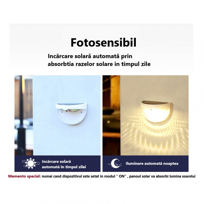 Set 2x Lampa solara de perete 6LED, , carcasa alba, lumina alb cald [7]