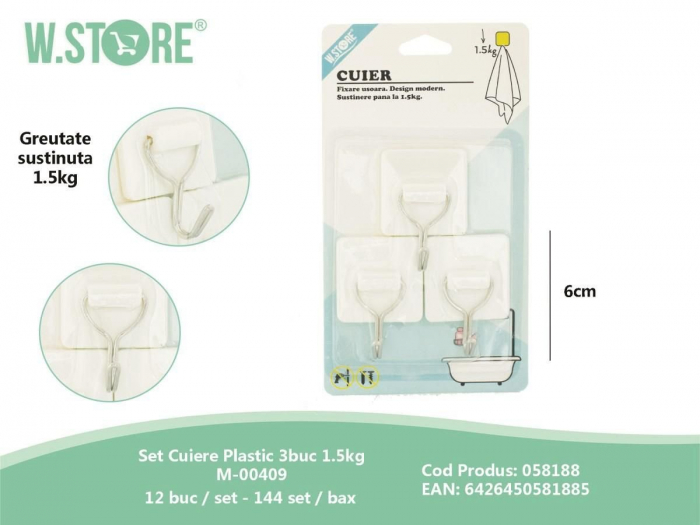 Set 3 Cuiere din Plastic – Suport Rezistent pentru Haine cu Greutate Sustinută 1.5kg,  [2]