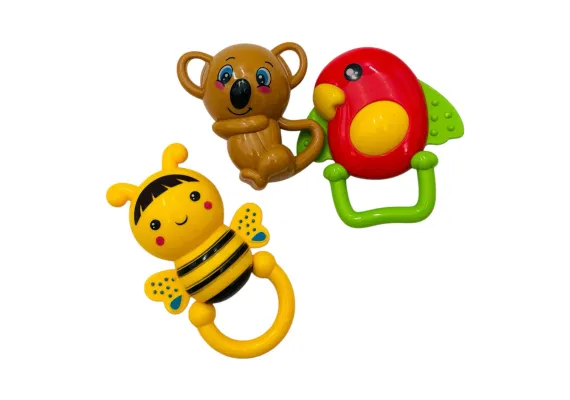 Set 3 Jucării Zornăitoare pentru Bebeluși – Forme de Animăluțe, Colorate și Drăgălașe  [1]