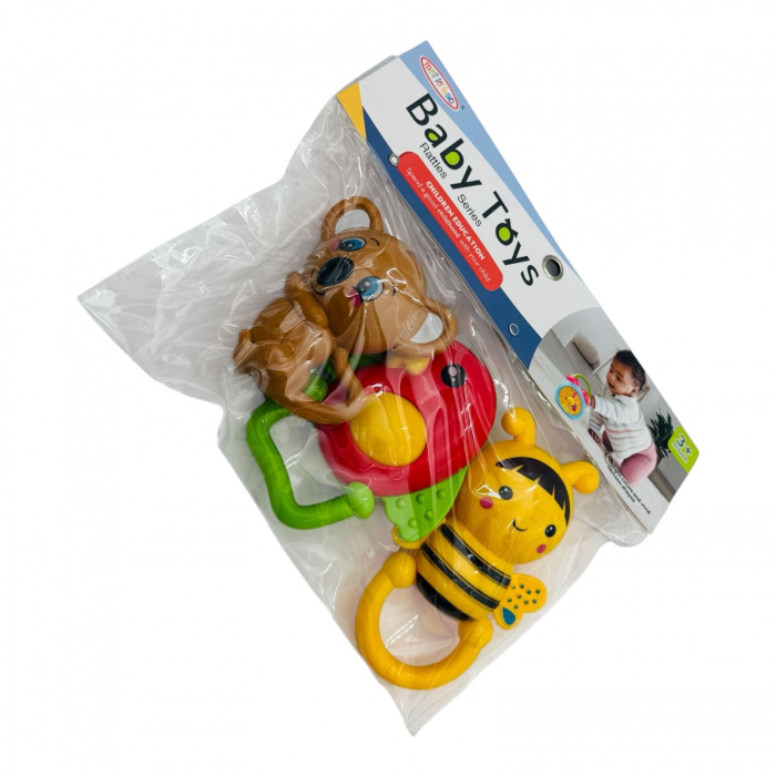 Set 3 Jucării Zornăitoare pentru Bebeluși – Forme de Animăluțe, Colorate și Drăgălașe  [4]