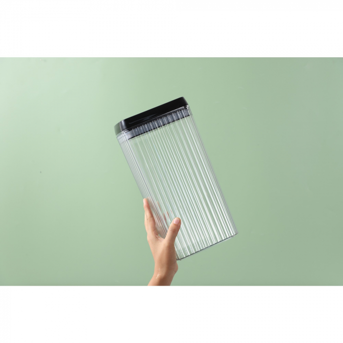 Set 3 Recipiente din Plastic, , pentru Alimente/Obiecte, Inchidere Ermetica, Textura Ondulata, 2 x 1.5l, 1 x 3.3 l, Transparent [5]
