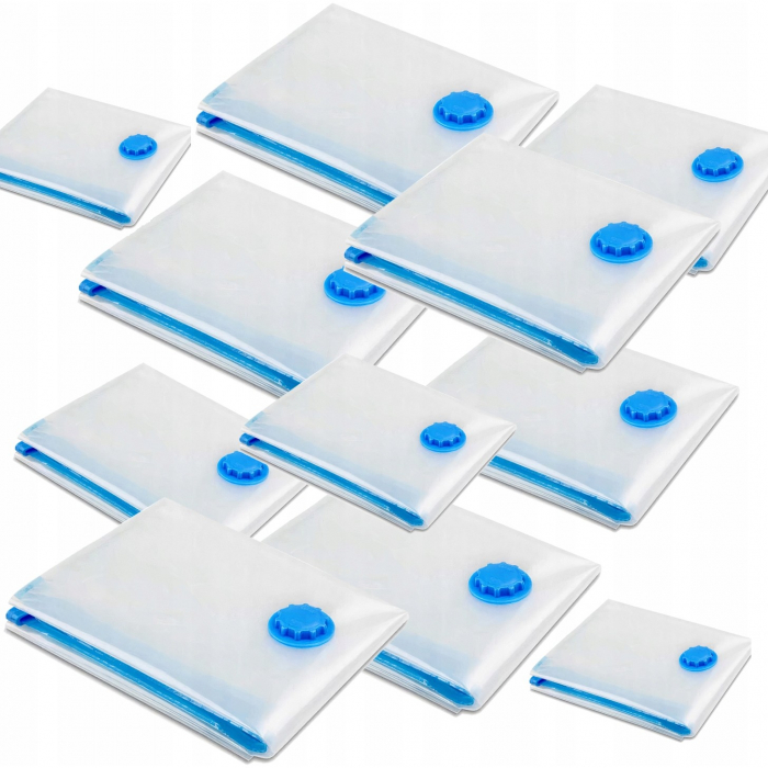 Set 3 Saci de Vidat Haine, , Marimi Diferite, Vidare prin Vacuum, Reutilizabili, Impermeabili, Pompa Inclusa, Transparent [8]