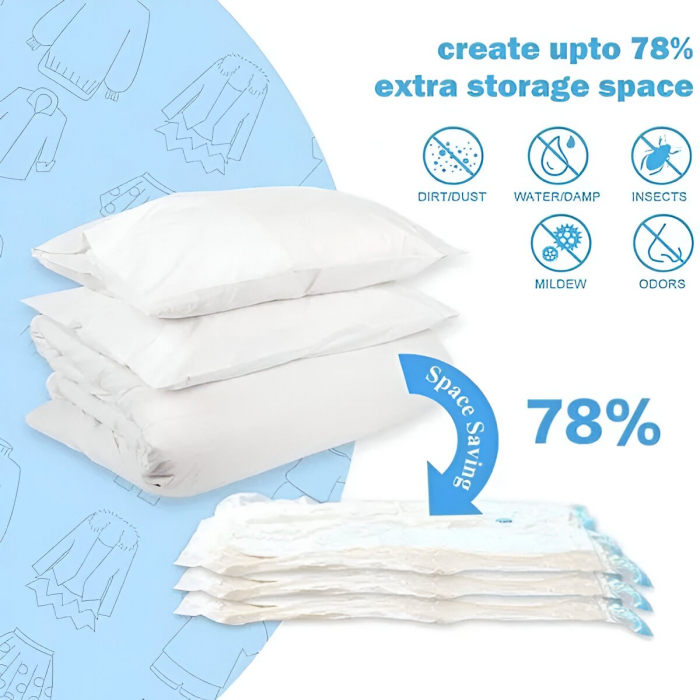 Set 3 Saci de Vidat Haine, , Marimi Diferite, Vidare prin Vacuum, Reutilizabili, Impermeabili, Pompa Inclusa, Transparent [3]