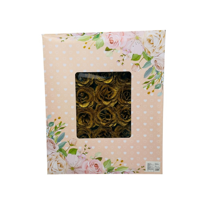 Set 30 trandafiri decorativi gold supreme cu sclipici, pe sarma – pentru aranjamente si brad [4]