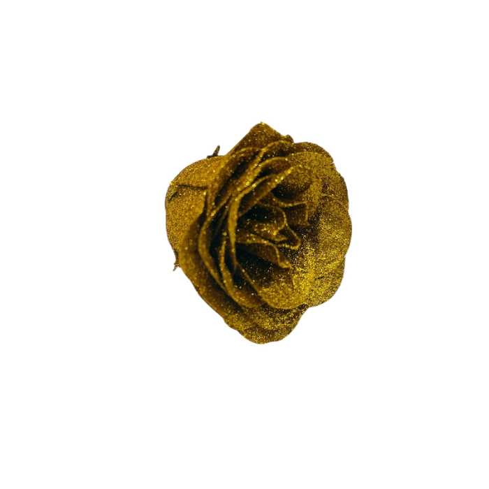 Set 30 trandafiri decorativi gold supreme cu sclipici, pe sarma – pentru aranjamente si brad [3]