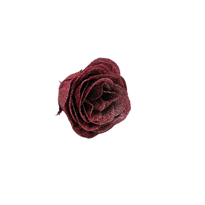 Set 30 trandafiri decorativi burgundy cu sclipici, pe sarma – pentru aranjamente si brad [3]