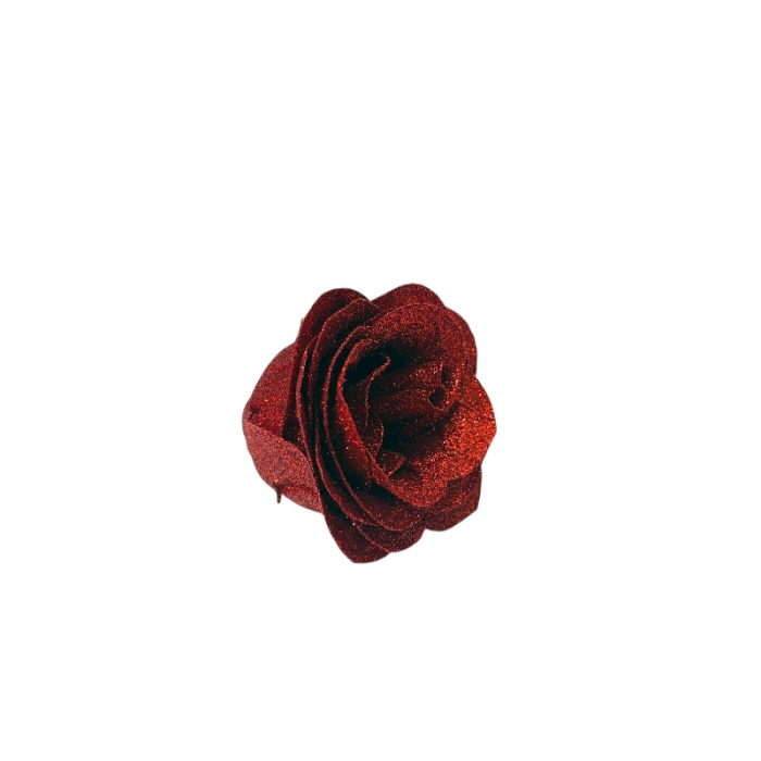Set 30 trandafiri decorativi rosu intens cu sclipici, pe sarma – pentru aranjamente si brad [3]