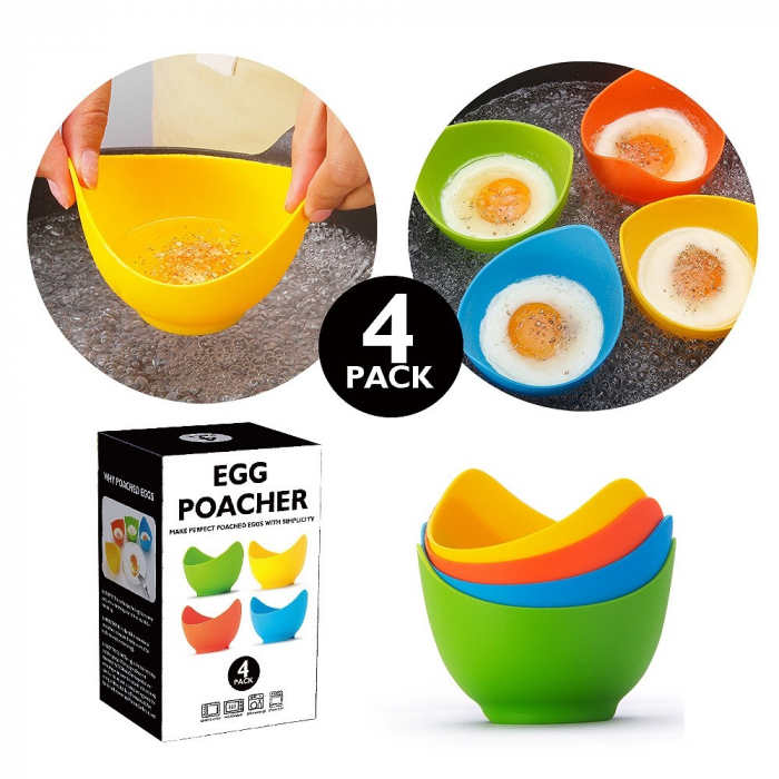 Set 4 forme pentru oua posate , din silicon rezistent la temperatura mare, usor de utilizat, multicolor [7]