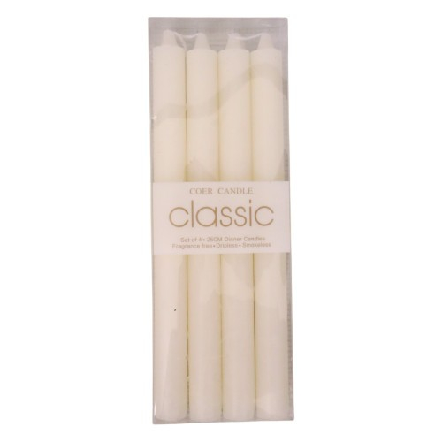 Set 4 Lumanari, , pentru Suport de Masa, Fara Miros si Fum, din Parafina, 2.2 x 25 cm, Alb [1]