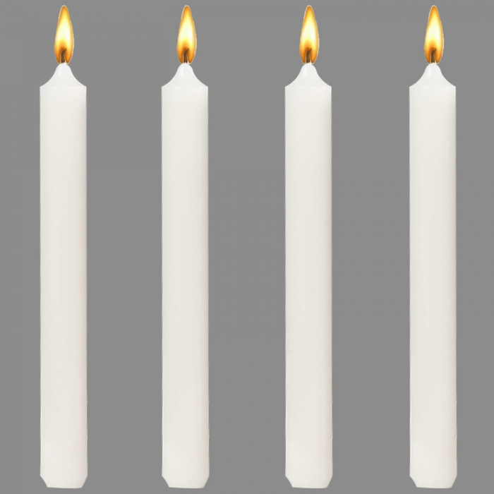 Set 4 Lumanari, , pentru Suport de Masa, Fara Miros si Fum, din Parafina, 2.2 x 25 cm, Alb [6]