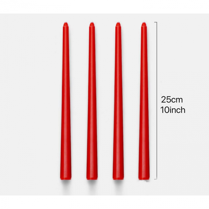 Set 4 Lumanari, , pentru Suport de Masa, Fara Miros si Fum, din Parafina, 2.2 x 25 cm, Rosu [5]