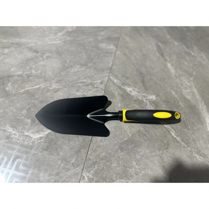 Set 4 Unelte de Gradina , pentru Plantare, Prelucrare Sol si Ingrijire Plante, Material PVC Carbon, Grebla, Sapaliga cu Cap Dublu, Lopata Mica, Lopata Lata, 43 x 11 cm, Negru/Galben [6]