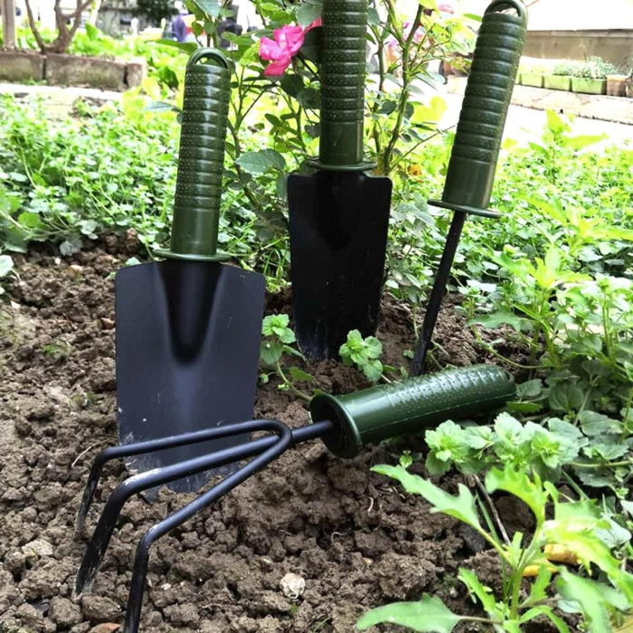 Set 4 Unelte de Gradina , pentru Plantare Prelucrare Sol si Ingrijire Plante, Material PVC si cardboard, 25 x 8.5 cm, verde [5]