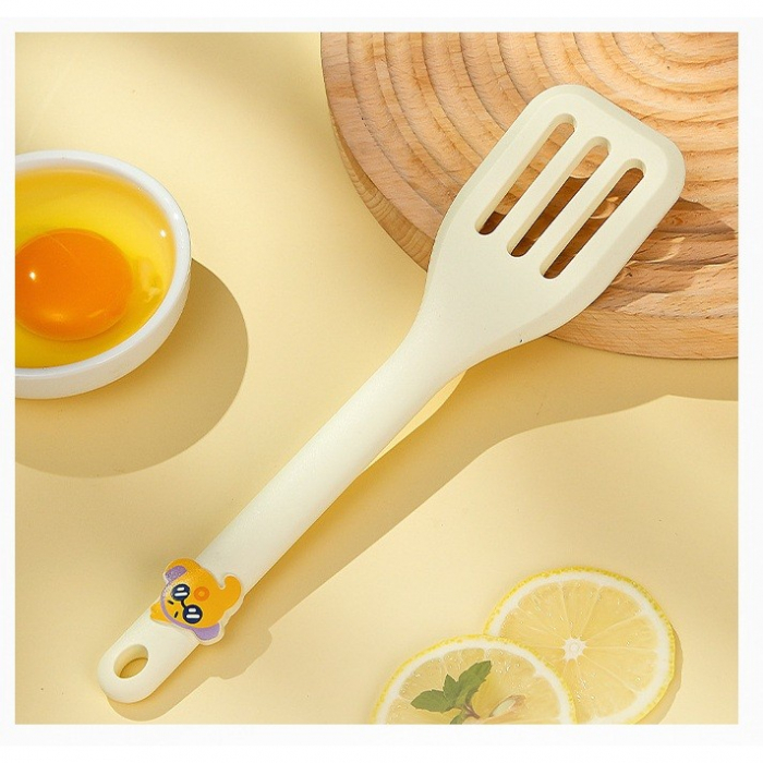 Set 4 Ustensile de Bucatarie, , pentru Copii, din Silicon, Termorezistente, Design Animat, 13 x 24 x 5 cm, Bej [5]