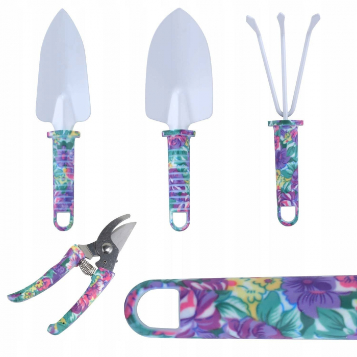 Set 5 accesorii pentru gradinarit , geanta depozitare inclusa, otel inoxidabil, 38 x 29 cm, mov [6]