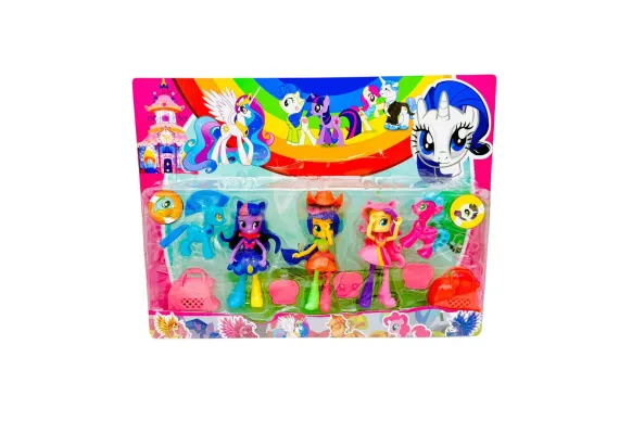 Set 5 figurine Adorabile Fetite si Caluti cu accesorii, multicolor, 45×32cm, +3ani,   [1]