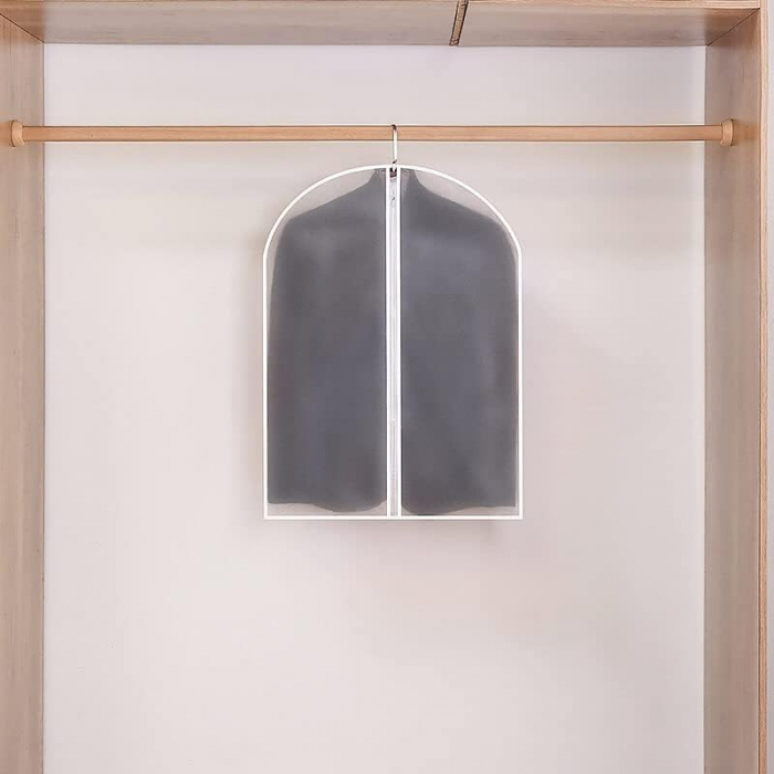 Set 5 Huse de Depozitare cu Fermoar, , pentru Haine, de Protectie, pentru Voiaj, Netesut, Rezistent la Praf, 60x80 cm, Transparent-Alb [4]