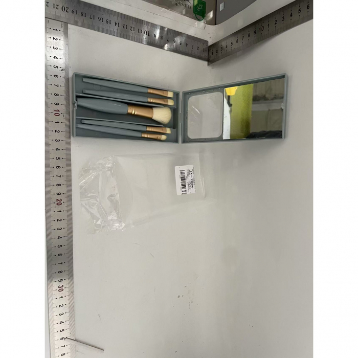 Set 5 Pensule de Machiaj cu Peri Moi, , cu Suport pentru Depozitare si Oglinda, Albastru [2]