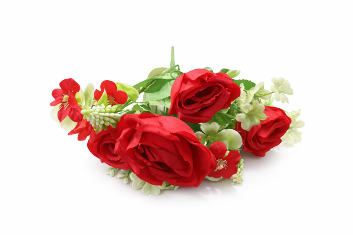 set 4 trandafiri rosii cu flori albe decorative [3]