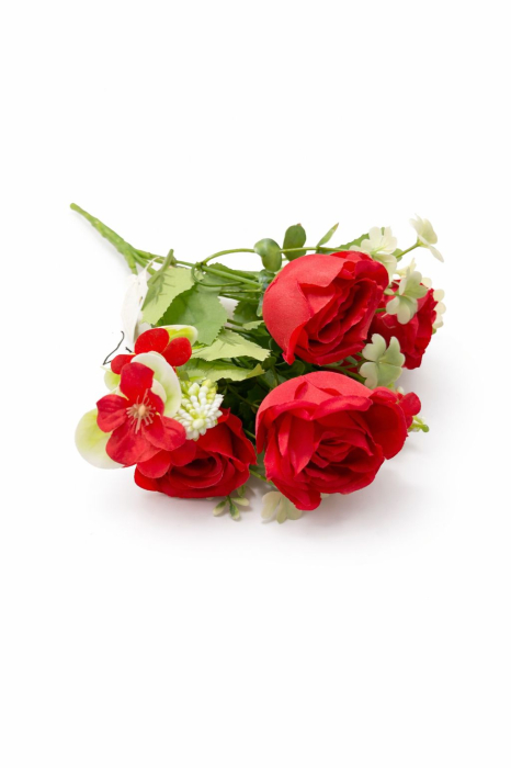 set 4 trandafiri rosii cu flori albe decorative [2]