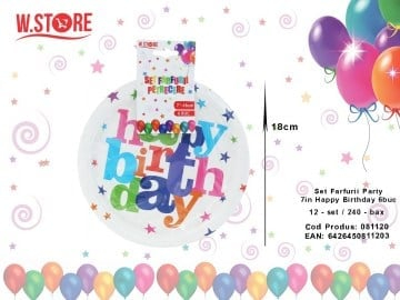 Set 6 Farfurii Petrecere Happy Birthday din Carton, 18x18 cm – Calitate Superioara,  [2]