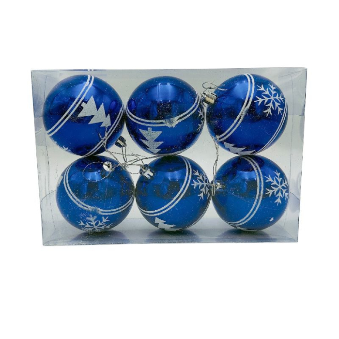 Set 6 globuri de Craciun pentru brad – 23x15x8cm, nuanta albastru regal, finisaj lucios/detalii sclipici [1]