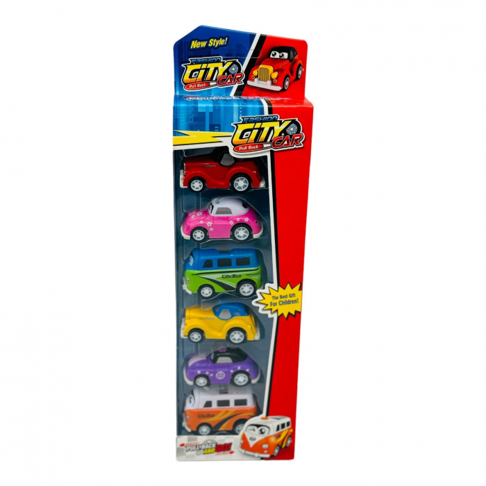 Set 6 masinute vesele, diverse modele si culori in set, 33×9×4cm, +3ani,   [4]