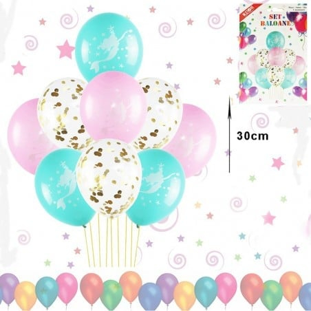 Set 9 Baloane Petrecere Tematica Sirena, cu Confetti si Elemente Decorative –  [2]