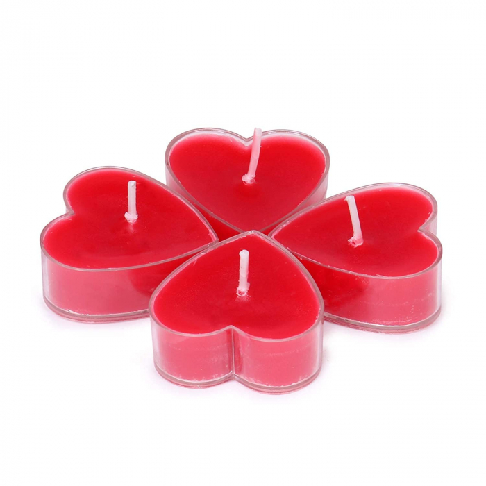 Set 9 Lumanari in Forma de Inima, , pentru Ziua Indragostitilor, Aroma de Capsuni, Ardere 3.5 h, din Parafina, 4 x 2 cm, Rosu [3]