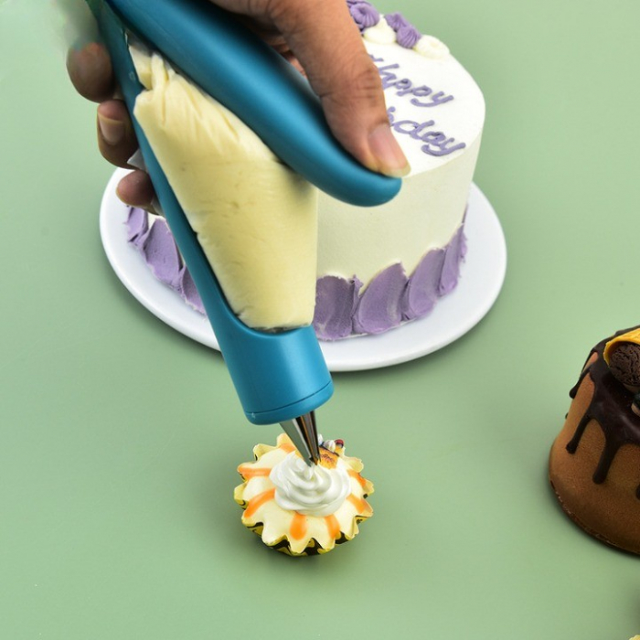 Set Accesorii Decorare Prajituri si Torturi, , 5 Capete pentru Modele, 21.7x18.8 cm, Ustensila Manuala pentru Ornare, Albastru [6]